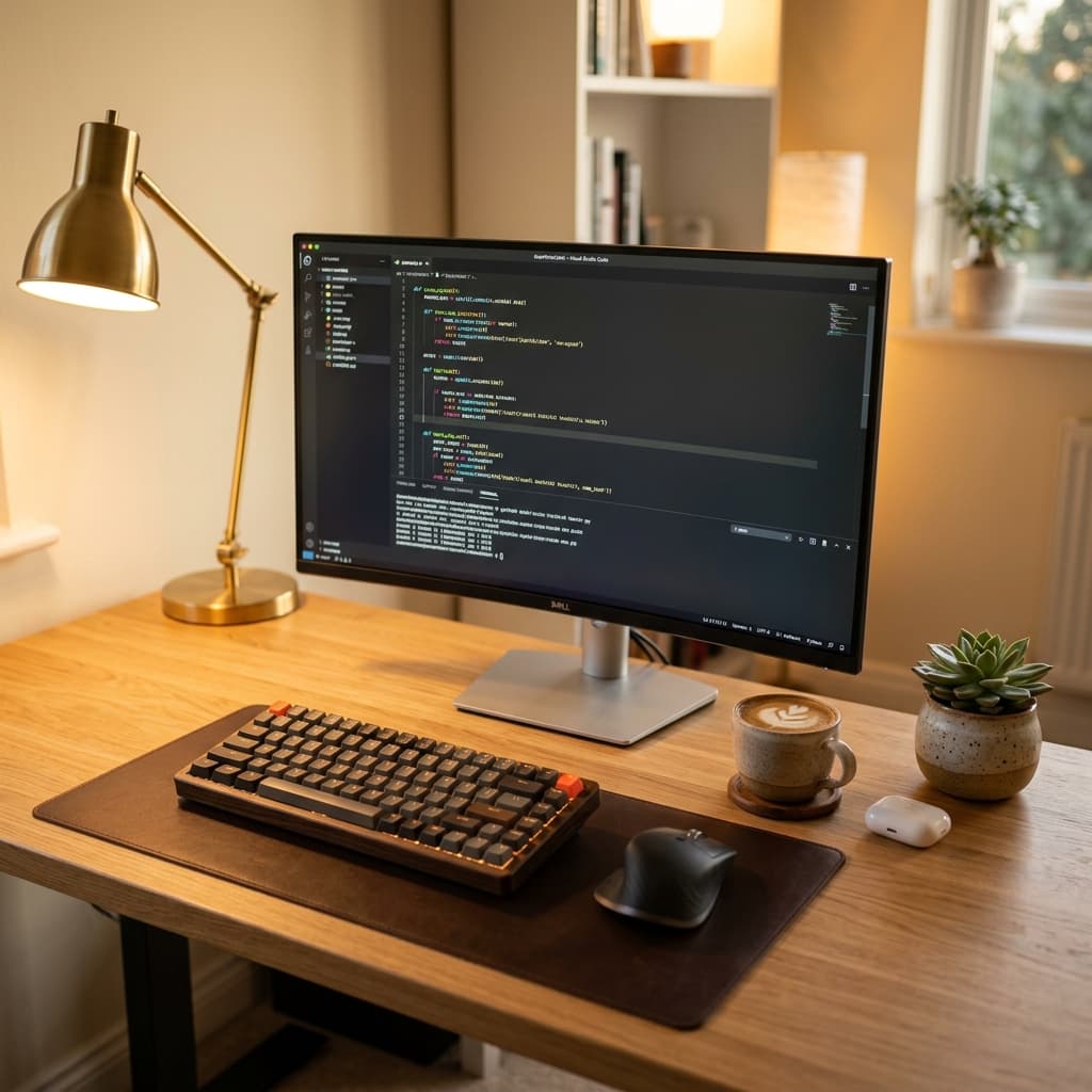 Clean minimalist workspace desk setup